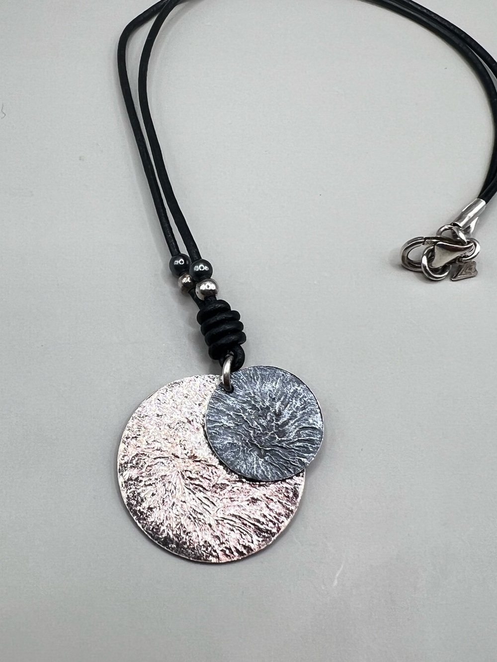 Silpada Brushed Oxidized Double Disc Necklace - Picture 5 of 7